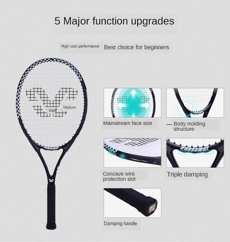 27 Inch Aluminium Alloy Tennis Racket Junior Middle School Level Match Training Tennis Racket With Bag Raquete De Tenis
