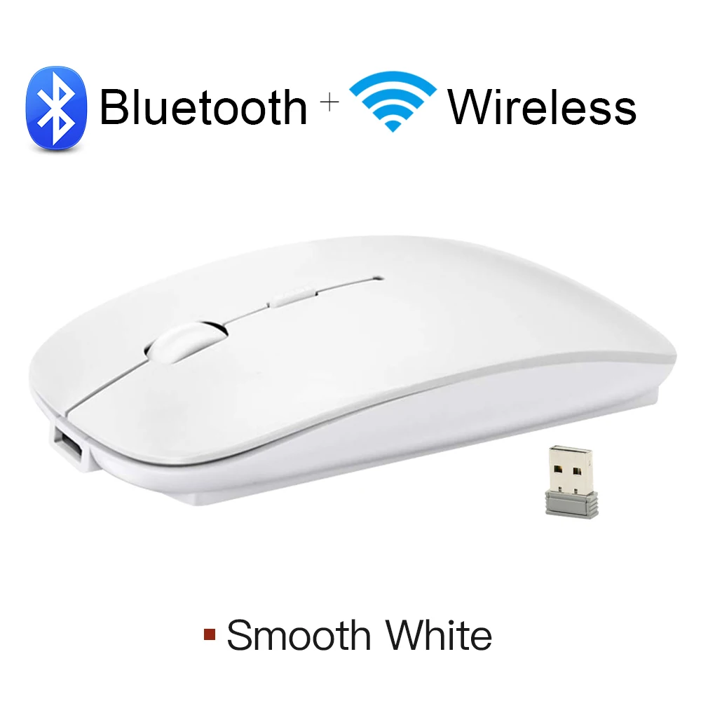 4.0 bluetooth white Перезаряжаемые мышь беспроводная 2400 Точек на дюйм 2.4 г Gaming Optical Мышь геймер тишина встроенный Батарея компьютер Мыши компьютерные для ПК ноутбуков Mac - Цвет: 4.0 bluetooth white