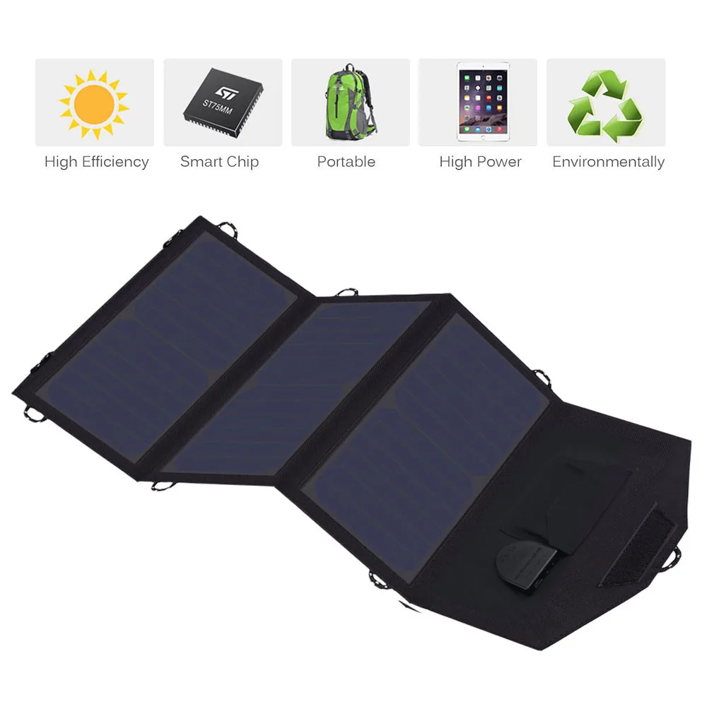 Painel de Carregador Dobrável à Prova Caminhadas ao ar Solar para 12v Allpowers Solar Dwaterproof Água Banco Energia Bateria Carro Telefone Móvel Livre 18v 21w - Image 5