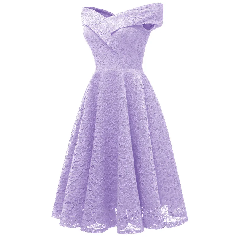 Кружевные вечерние элегантное платье с открытыми плечами de Fiesta Robe de Soiree Abendkleid выше колена вечернее платье для выпускного вечера DN-1610