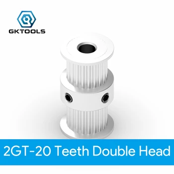 

GKTOOLS GT2 2GT 20 Teeth Double Head Aluminum Pulley Bore 5mm 6mm 6.35mm 8mm Width 6mm Timing for 3D Printer
