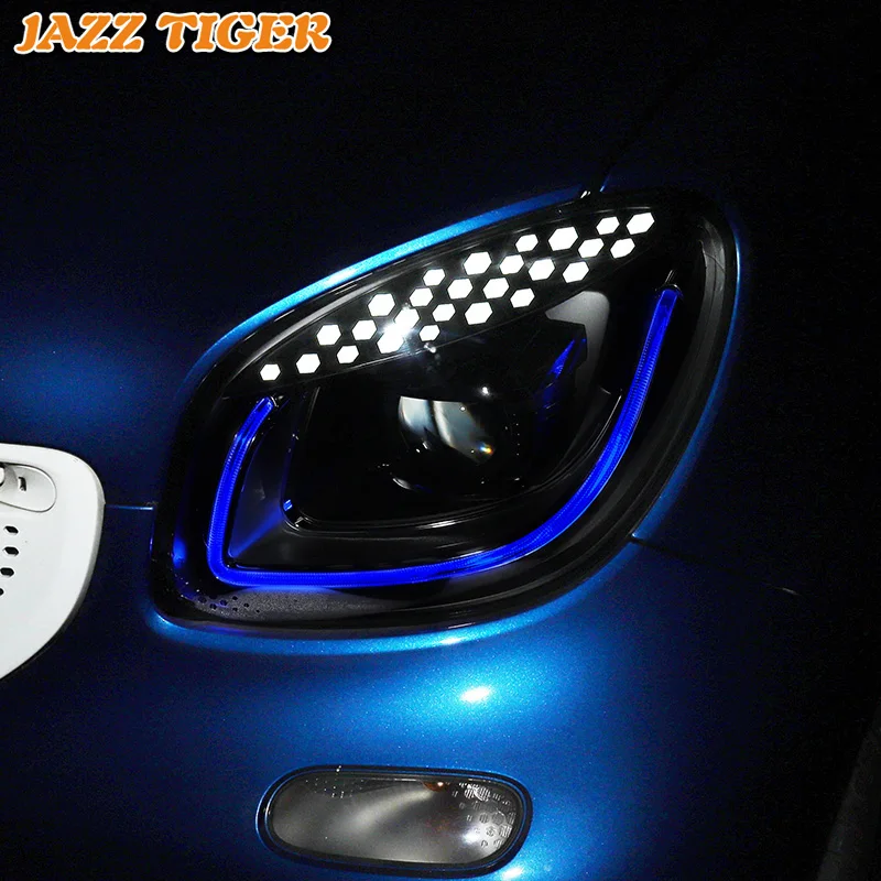 JAZZ TIGER автомобильный Стайлинг светодиодный DRL стартовый синий Головной фонарь в сборе светодиодный фонарь для Mercedes-Benz Smart Fortwo