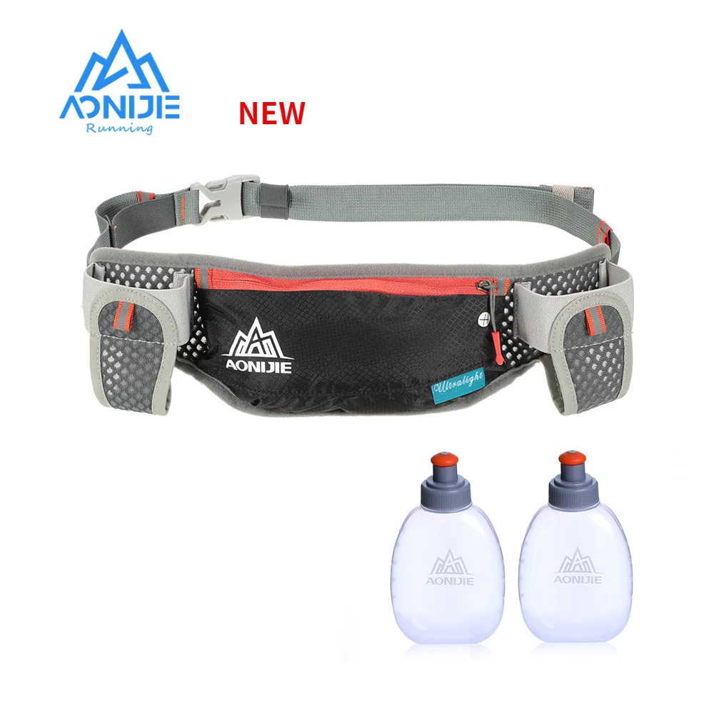 AONIJIE Running Hydration Waist Pack With Two Water Bottle 170ml Bag  Belt Bottle Phone Holder Waterproof Jogging aonijie e961 handheld quick grip quick stow flask water bottle carrier bag 6 8 phone holder pouch hydration pack for marathon