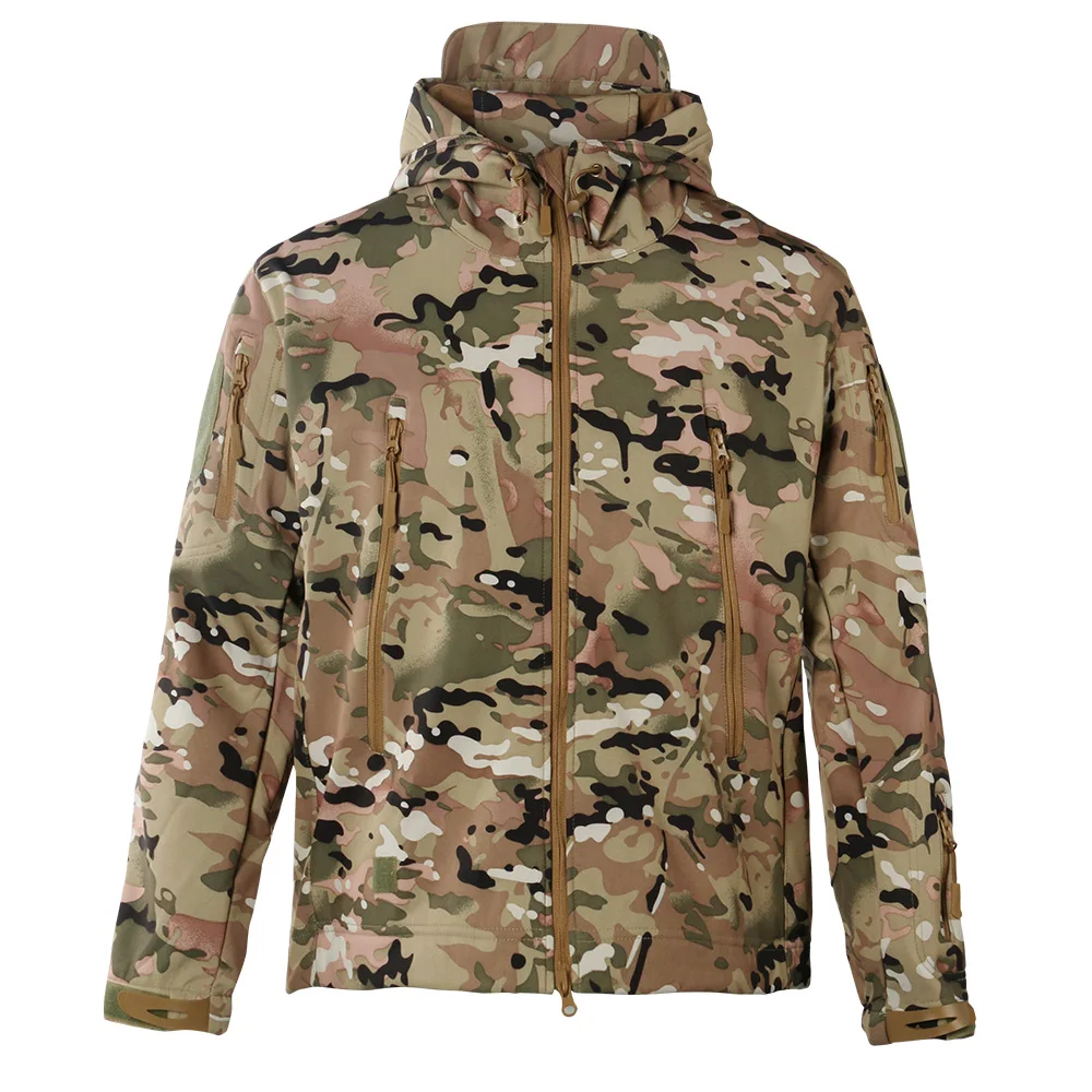 

Hiking Jackets Shark Skin Soft Shell Clothes Tactical Jacket Mens Windbreaker Flight Pilot Hood Military Fleece Field Jacket