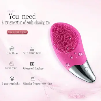

Mini Electric Facial Cleansing Brush Silicone Sonic Face Cleaner Deep Pore Cleaning Skin Massager Face Cleansing Brush Device