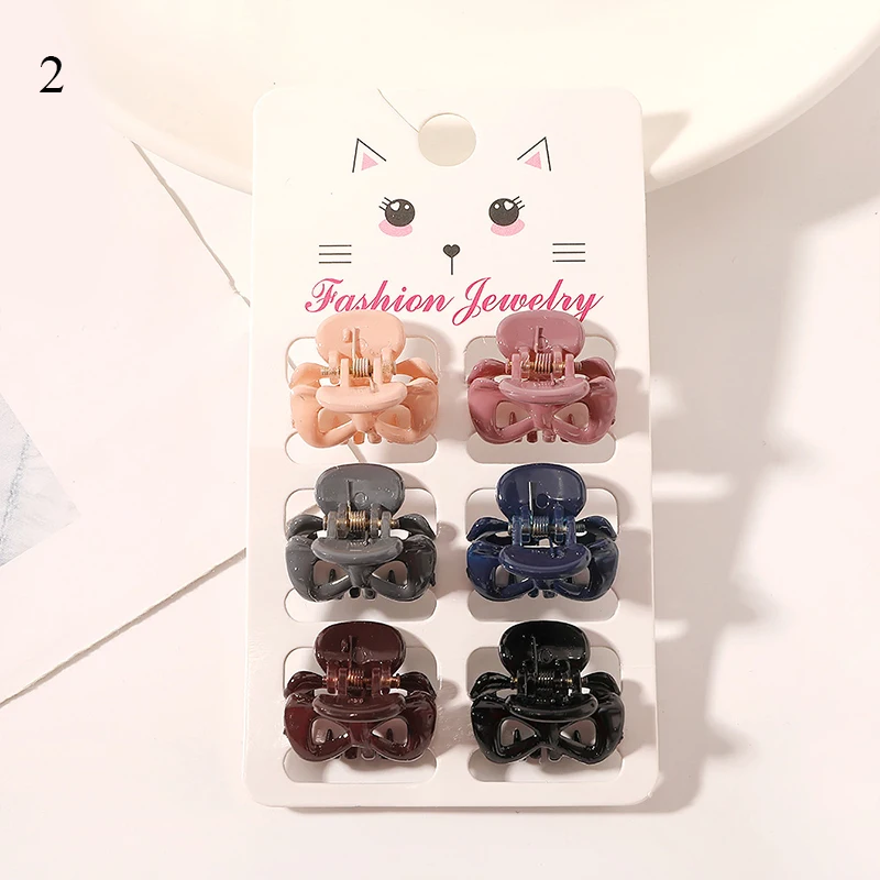 Fashion Amber Hair Clip Good-looking Morandi Color Mini Hair Accessories 6Pcs/Set  Small Cute Resin Hair Claws Clip Simplicity knot hair band