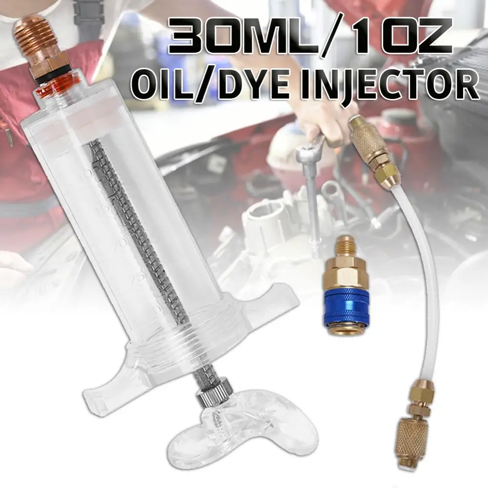 

Oil/Dye Injector 30Ml 1 Oz with Low Side Quick Coupler Adapter 1/4 SAE