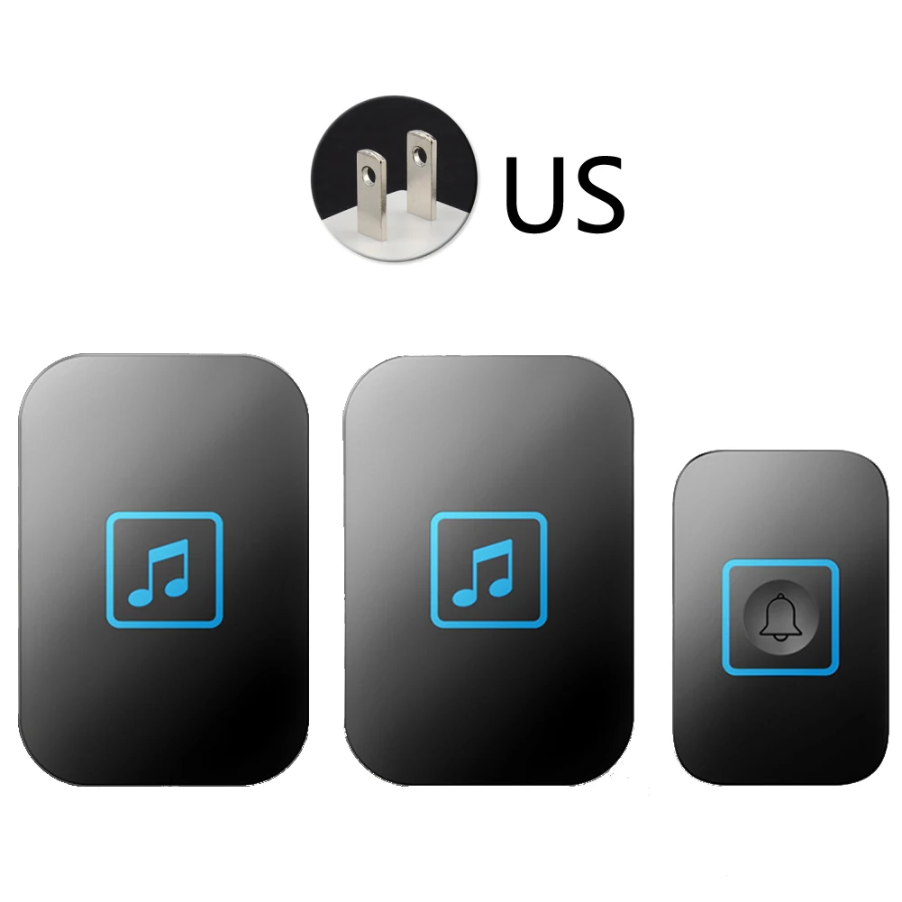 

Security Transmitter Receiver Smart Wireless Waterproof Office LED Indicator Music Adjustable Volume 60 Chimes Doorbell Home