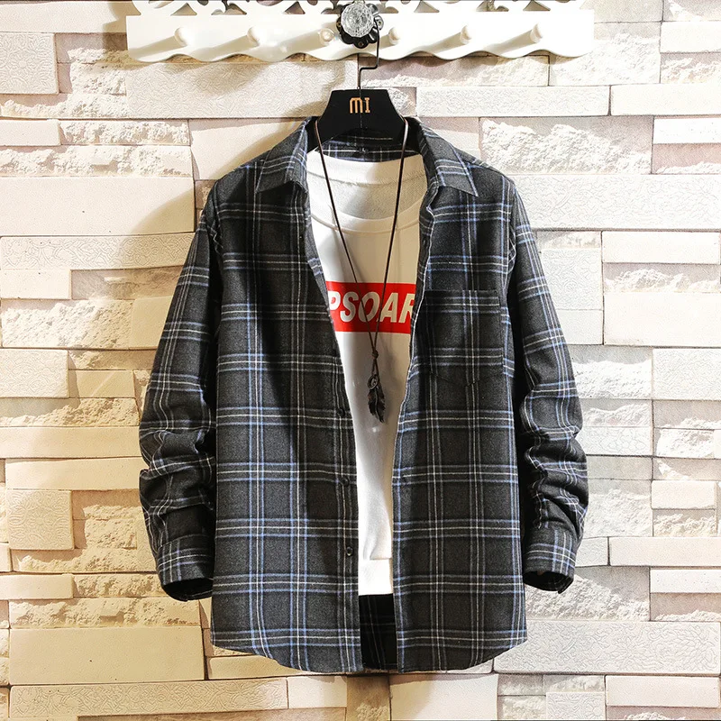 

Shirt Men's 2020 Spring And Autumn New Style Korean-style Slim Fit Plaid Long-sleeve Blouse Men Youth Handsome Trend Casual