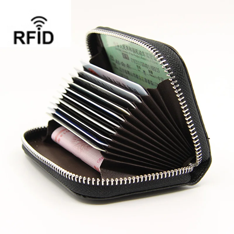 

SHUNRUYAN New fashion cow leather Litchi pattern 12 card slot Bank Credit Holder Business Wallet small change Card package