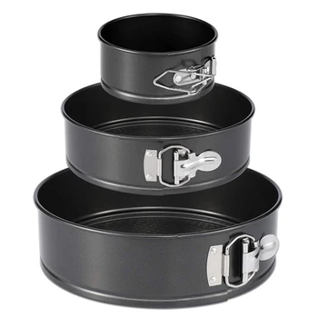 

3 Pcs 4/7/9 Inch Non-stick Round Cake Pan Set Leakproof Bakeware Cheesecake Baking Removable Bottom LXY9