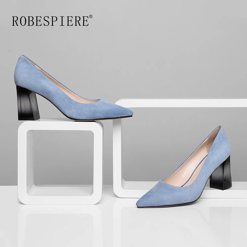 

ROBESPIERE New Women's Party Office Pumps Elegant Pointed Toe Shallow Ladies Shoes 7.5cm Strange Style Heel Slip-On Pumps A56
