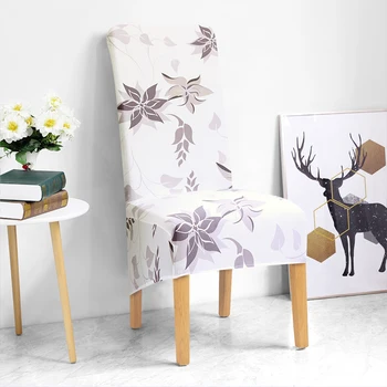 

Printed Elastic Long Back Chair Cover XL Size Europe Style High Back Seat Covers Universal For Home Hotel Banquet Christmas