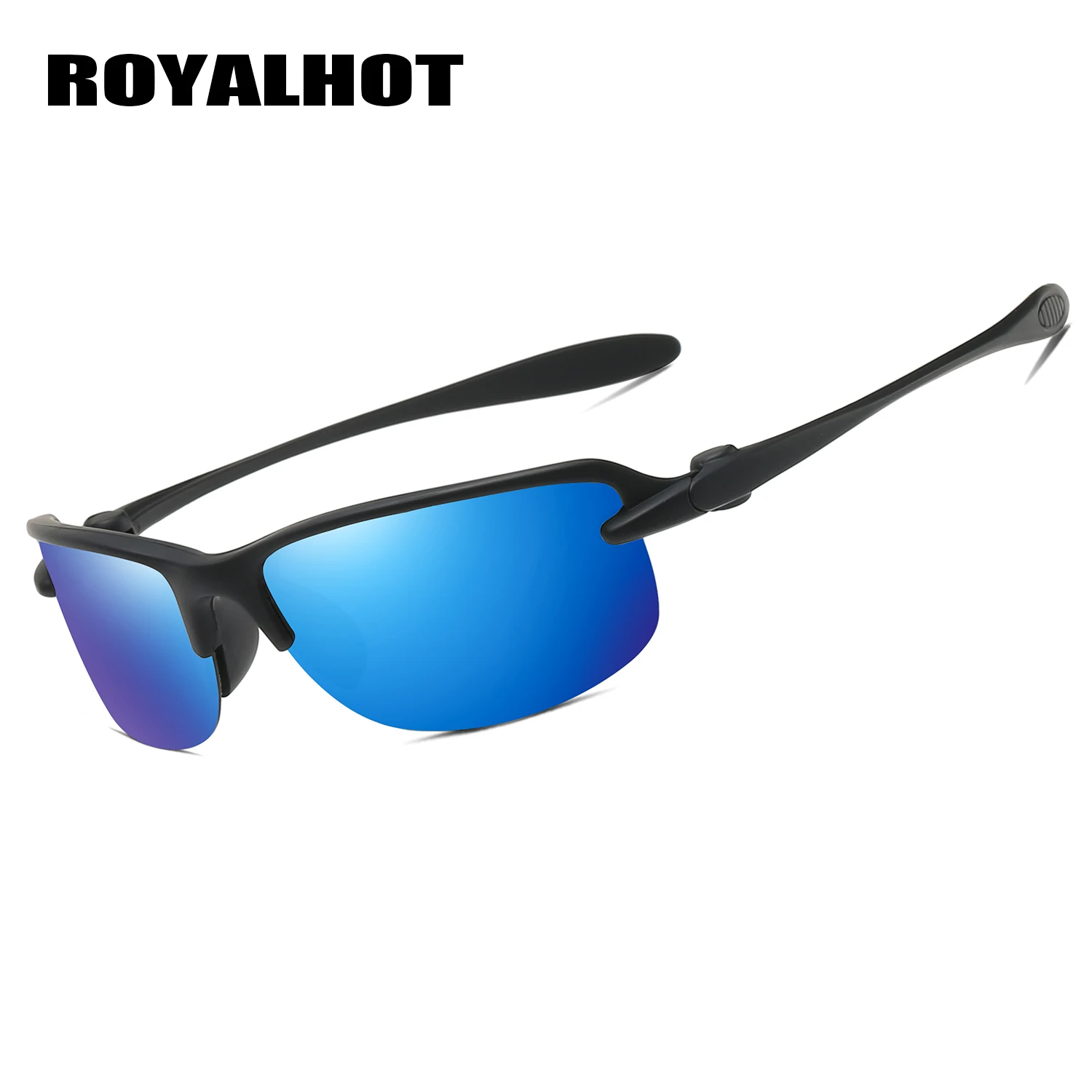 RoyalHot, мужские, женские, поляризационные, половинная оправа, спортивные солнцезащитные очки, Ретро стиль, солнцезащитные очки, 900184 - Цвет линз: black blue