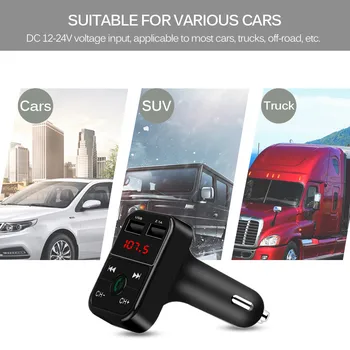 

Car Charger Bluetooth Dual USB mobile phone charging Adapter Digital LED Voltage Display handsfree FM TF wireless Audio music