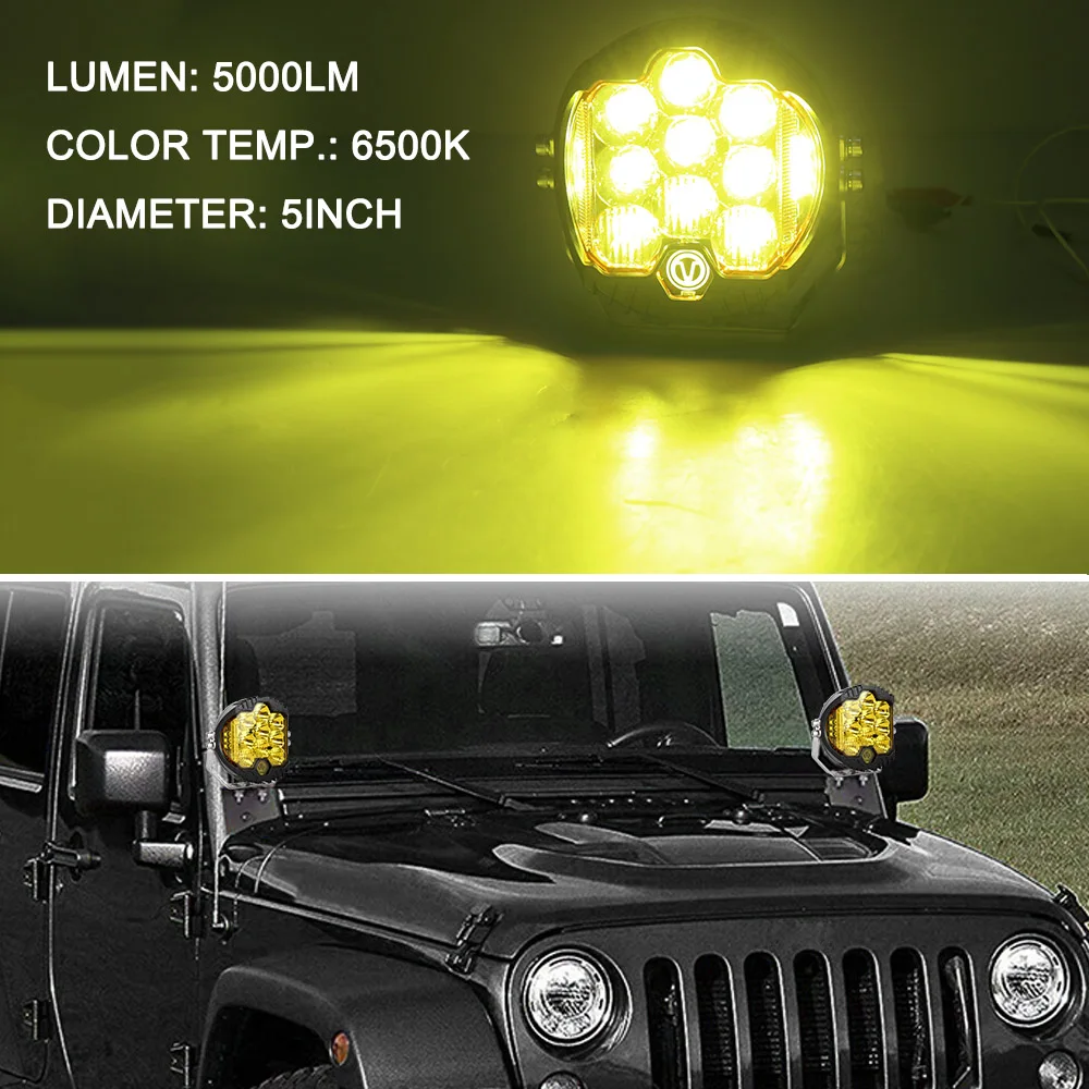 Универсальный 12 V-24 V 50W 5 дюймовый круглый светодиодный рабочий светильник осветительный противотуманный для внедорожников Jeep автомобиль тягач внедорожник ATV Лодка