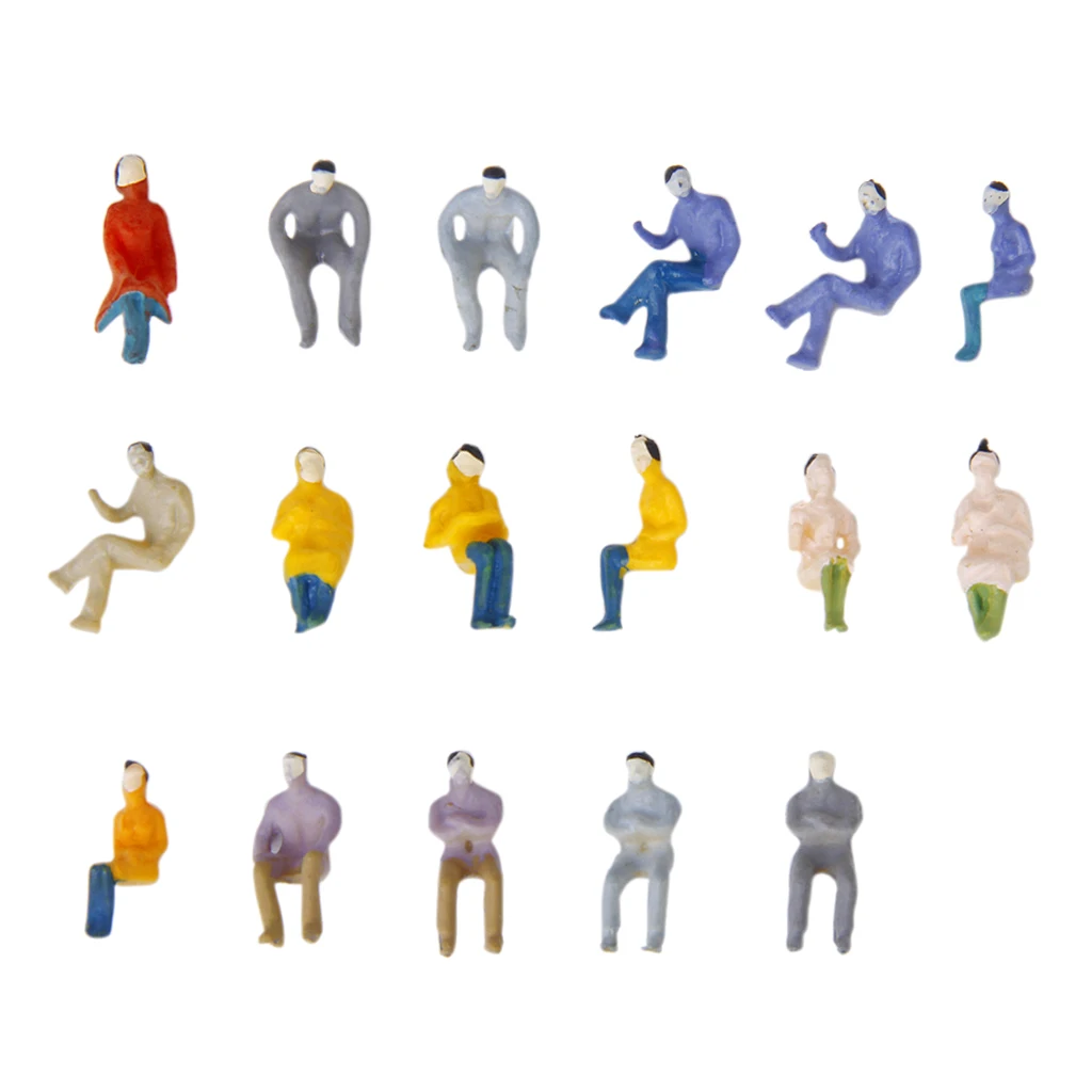 100 Painted Seated People Passenger Figures Model Train Railroad 1:100 HO TT 100 Painted Seated People Passenger Figures Model Train Railroad 1:100 HO TT