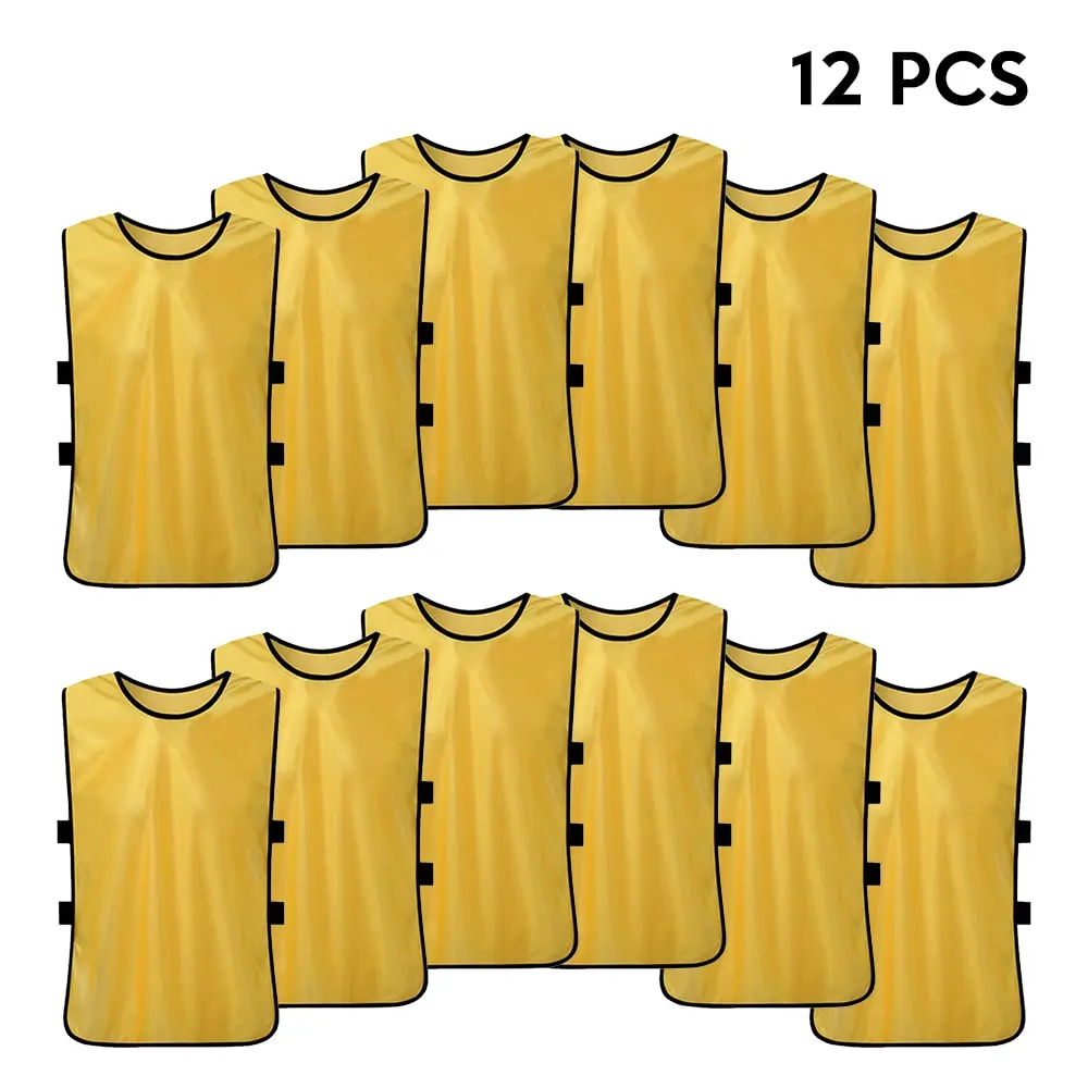 12 шт. взрослый футбол Pinnies быстросохнущие футбольные майки жилет Scrimmage практика спортивный жилет дышащий командный тренировочный нагрудник - Color: gold
