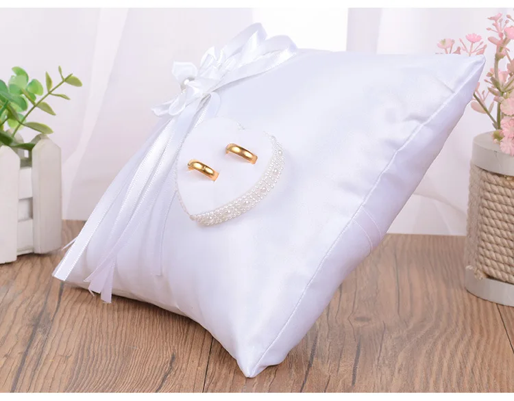 Western New Style Ring Pillow White Square Bud Ring Pillow Camellia Heart Shape Ring Setting Wedding Supplies Wholesale