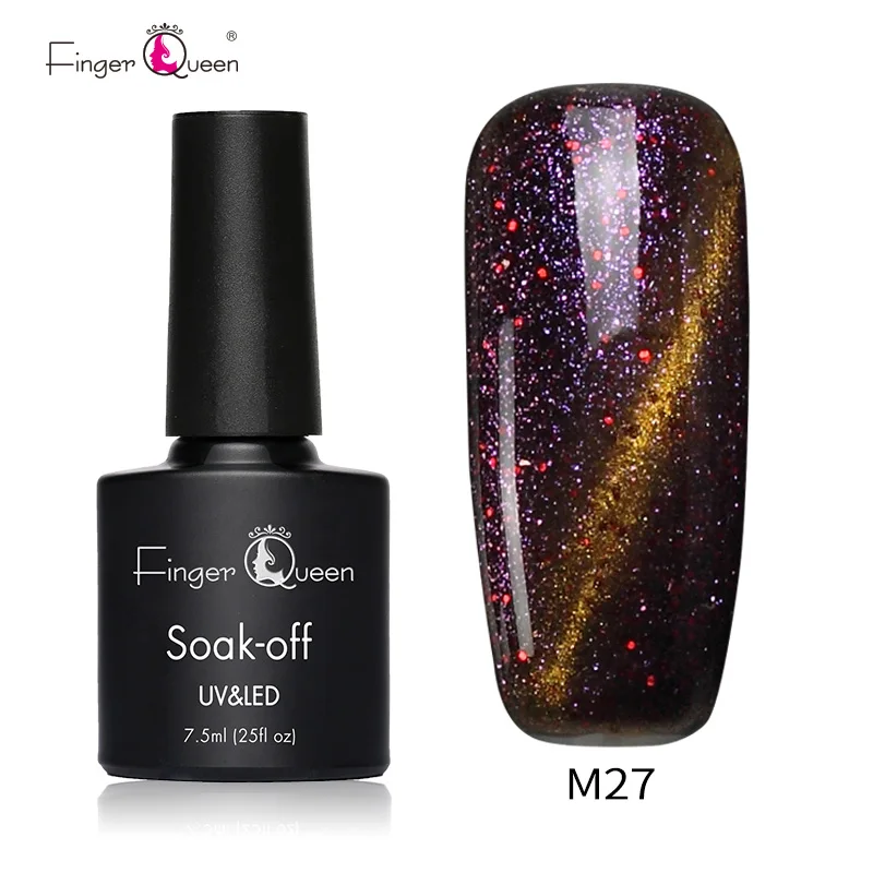 M27 Fingerqueen 7,5 мл кошачий глаз долговечный гель для ногтей Магнитный замачиваемый Светодиодный УФ-гель для ногтей Магнитный 48 цветов Гель-лак - Цвет: M27