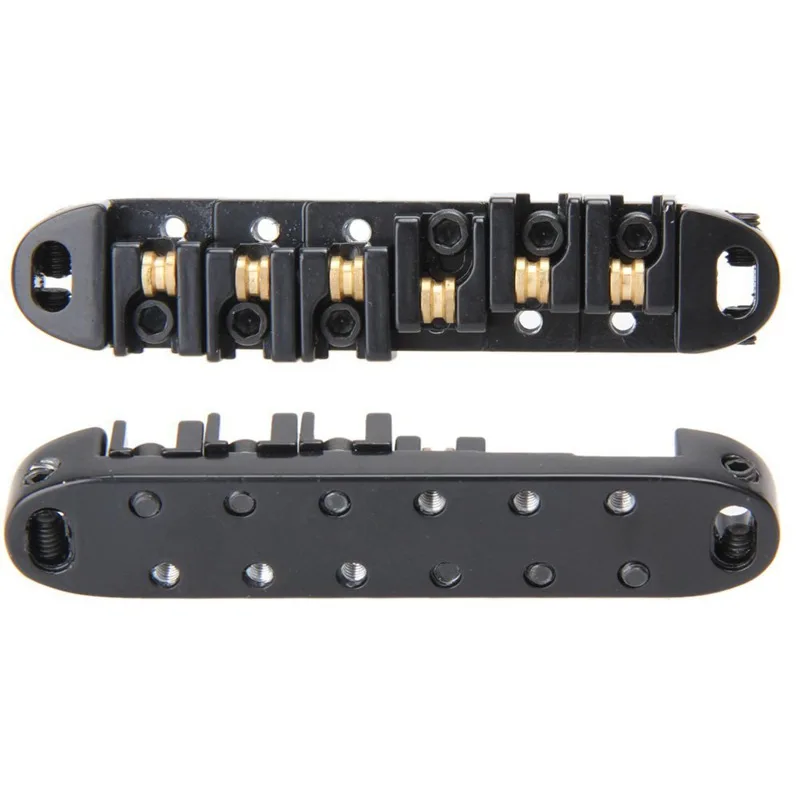 Roller Saddle Tune-O-Matic Guitar Bridge for Gibson Les Paul Electric Guitar Replacement(Black