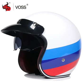 

VOSS Retro Motorcycle Helmet 3/4 Open Face Casco Moto have Dual Lens Visors Electric Bicycle Helmet Motorbike Helmet DOT