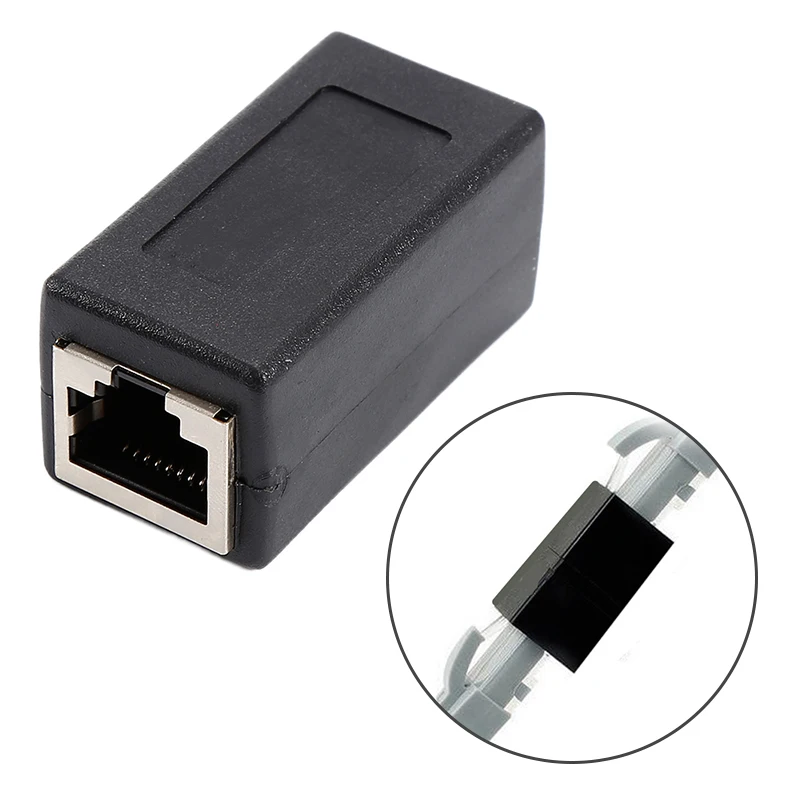 1 шт. черный RJ45 Женский сетевой Ethernet LAN Кабельный соединитель Адаптер 1x