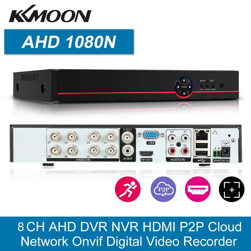 Аналоговая камера высокого разрешения CVI TVI NVR HVR 5-в-1 DVR 8CH 1080P видеомагнитофон ONVIF P2P подключением к телефону мониторинга для видеонаблюдения Системы комплект