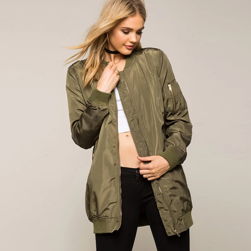 HDY Haoduoyi Women Fashion Solid Casual Sports Style Baseball Clothing Long Sleeve Turndown Collar Long-length Coat