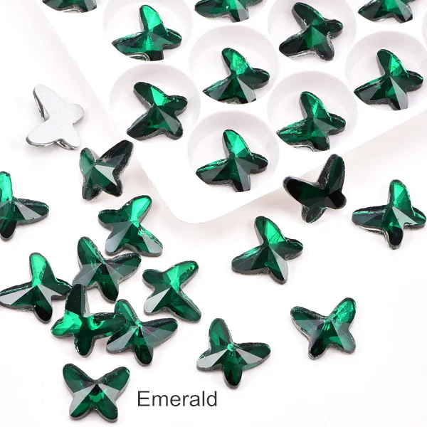 Emerald 10x12 мм 20 шт хрустальные стразы с бабочкой без горячей фиксации много цветов стразы для ногтей украшения для ногтей B3832 - Цвет: Emerald