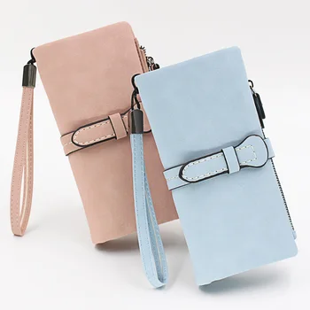 

Hot Selling Large Capacity Matte PU Leather Wallet for Women Credit Card Holder Organzier -B5