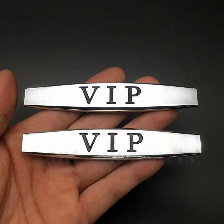 

2pcs Metal Chrome VIP Luxury Car Fender Emblem Skirts Badge Decal Sticker JDM