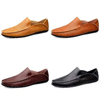 

Summer Men Shoes Casual Driving Shoes Luxury Brand Genuine Leather Mens Loafers Moccasins Italian Breathable Slip on Boat Shoes