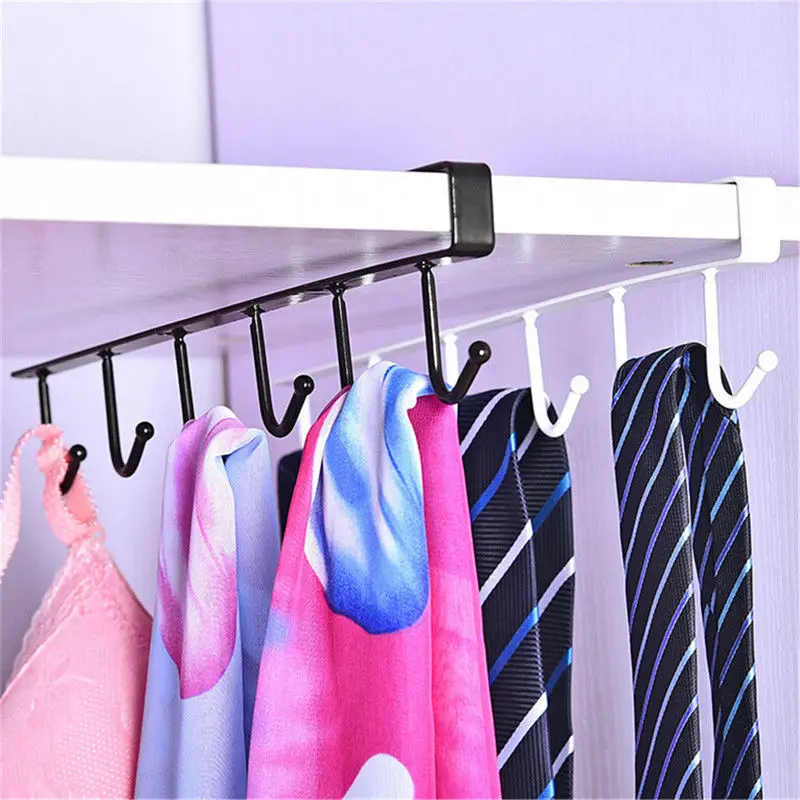 

2018 High Quality 6 Hooks Cup Holder Hang Kitchen Cabinet Under Shelf Storage Rack Organiser Hook Kitchen Hanger Hook