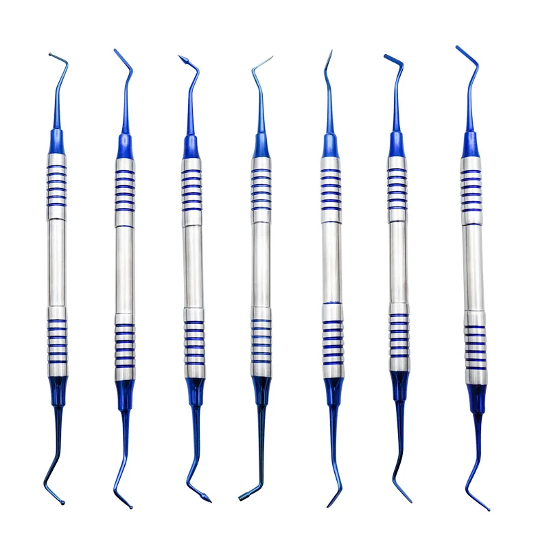 

7pcs Dental Composite Resin Filling Spatula Titanium plated Head Resin Filler Set thick handle Restoration set Dental Instrument