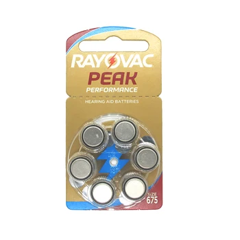 

Hearing Aid Batteries NEW 60 PCS Zinc Air 1.45V Rayovac Peak Zinc Air 675A A675 675 hearing aid battery PR44 Cell Button