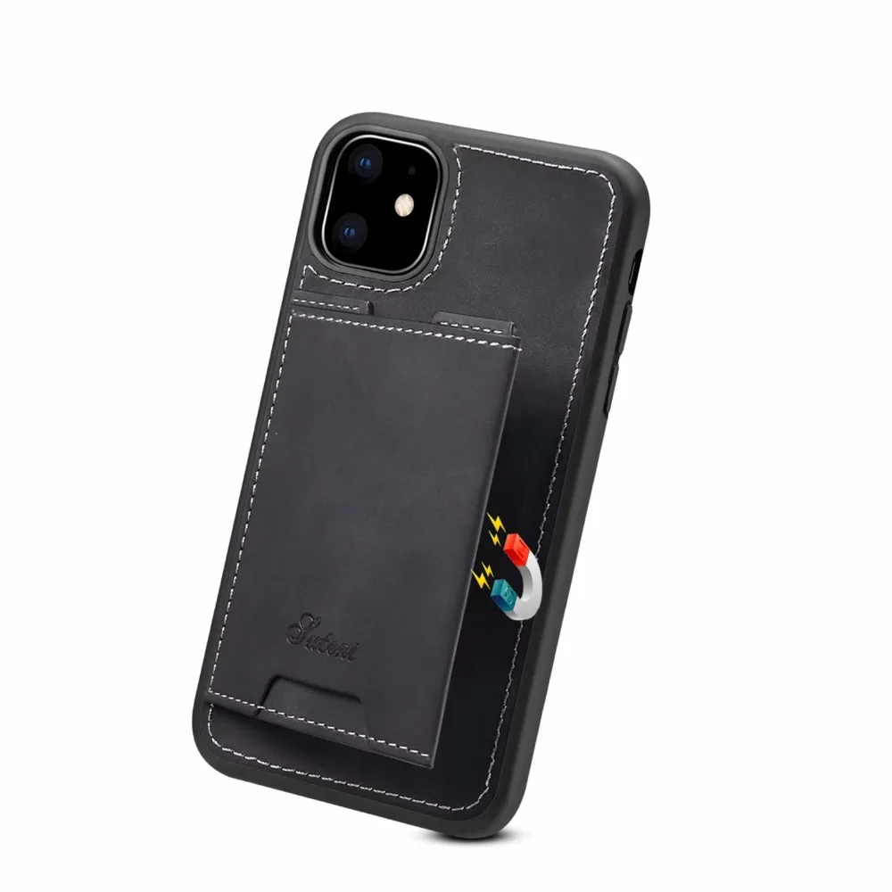 Чехол для iphone 11 Pro, магнитный адсорбционный держатель для карт, чехол для iphone X, кожаный бумажник, жесткая задняя крышка для iphone XR 8 7 Plus, чехол