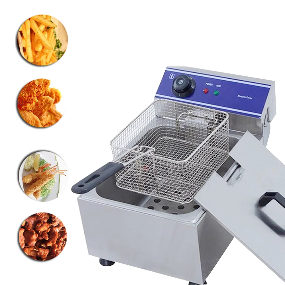 

Multifunctional Electric Deep Fryer Stainless Steel Thermostatic Control Frying Grill Automatic Household Fried Machine 10L