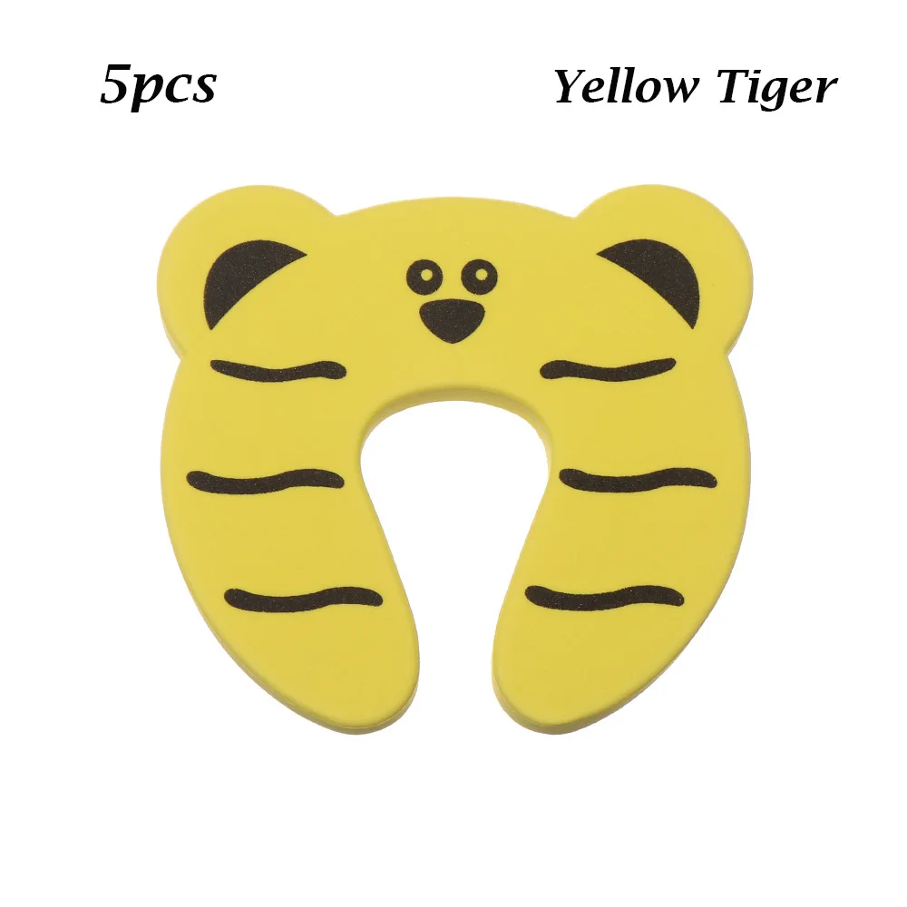 Yellow Tiger 5 шт., мультяшный мягкий пенопластовый Ограничитель для двери, детский протектор для пальцев, защита для дома, кухни, спальни, безопасности, дверной зажим, поставка безопасности - Цвет: Yellow Tiger