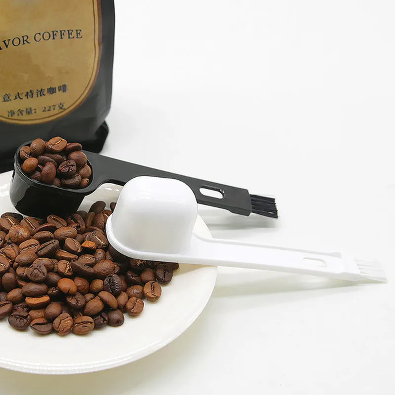 

2 In 1 Coffee Machine Cleaning Brush and Measuring Spoon Double Head Nylon Coffee Grinder Brush Cleaner for Coffee Tool Kitchen