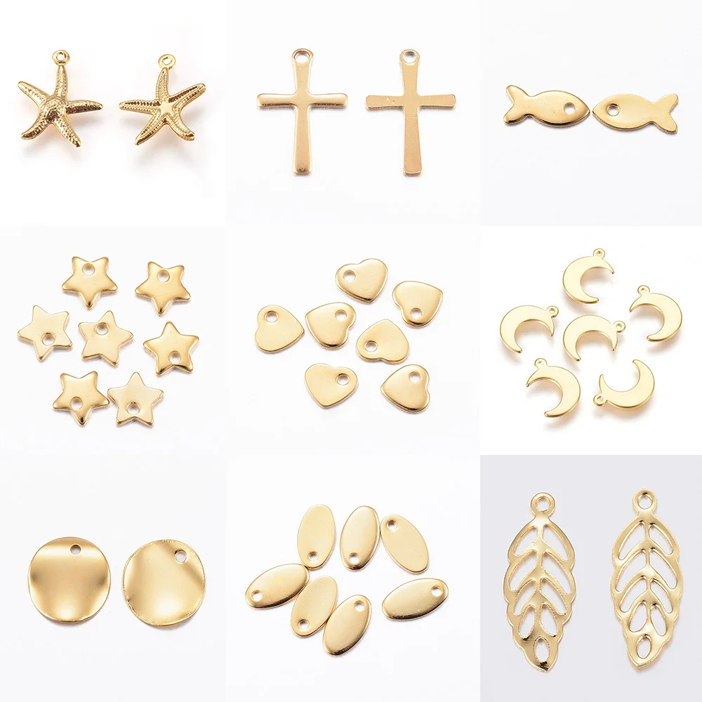 Подвески из нержавеющей стали с крестом/сердцем/листьями 100 шт. | Украшения и