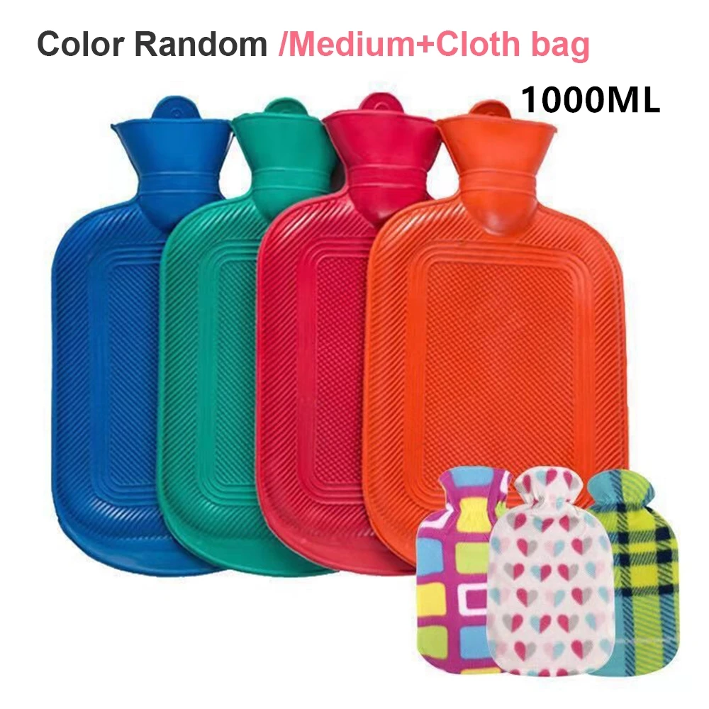 1pc bottle 1pc cover Грелка 2000 мл резиновая высокая плотность зимняя грелка для рук портативная Толстая грелка для девочек карман для ног грелка сумка - Цвет: 1pc bottle 1pc cover