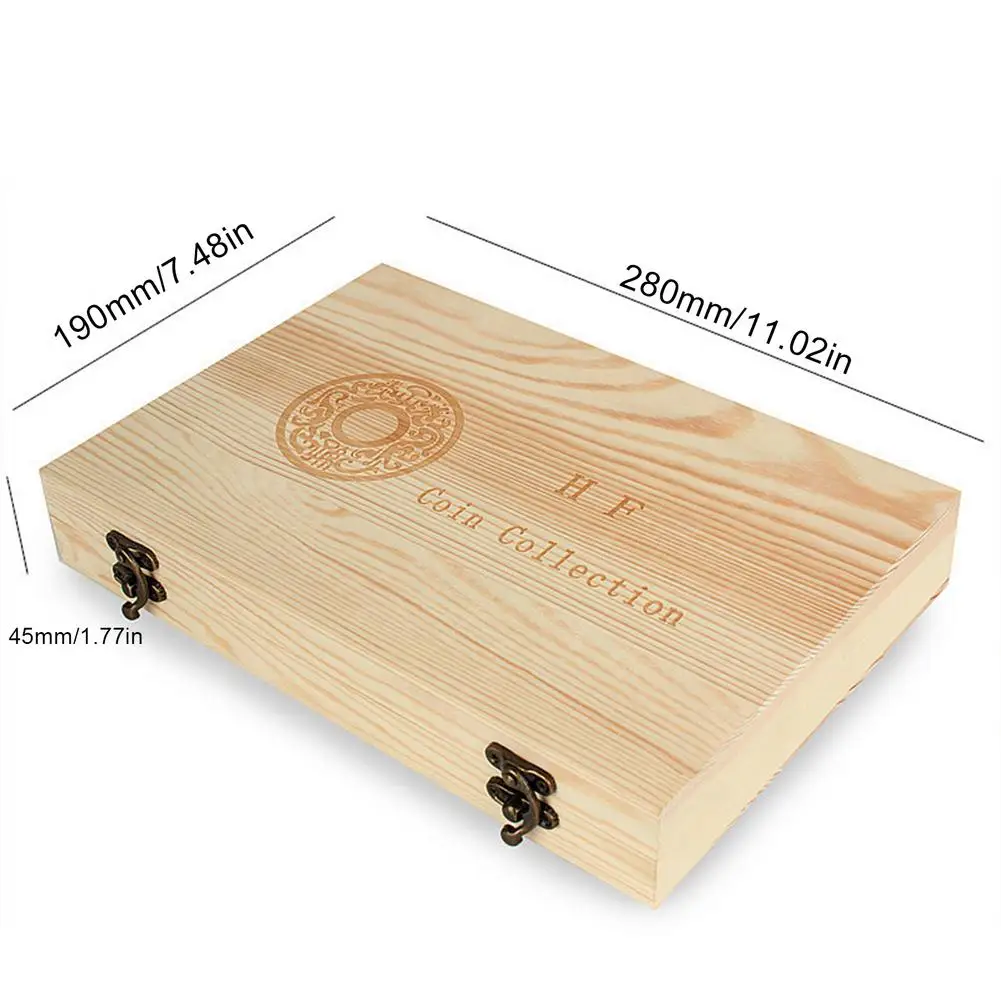 Wood Coin Case Coin Protection Capsules Holder Storage Box Container For Storing 40 Coins+100 Banknotes #W0 6