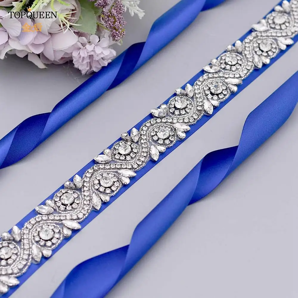 TOPQUEEN S164 пояс с серебряными бриллиантами для невесты ленточный стразы жемчуг