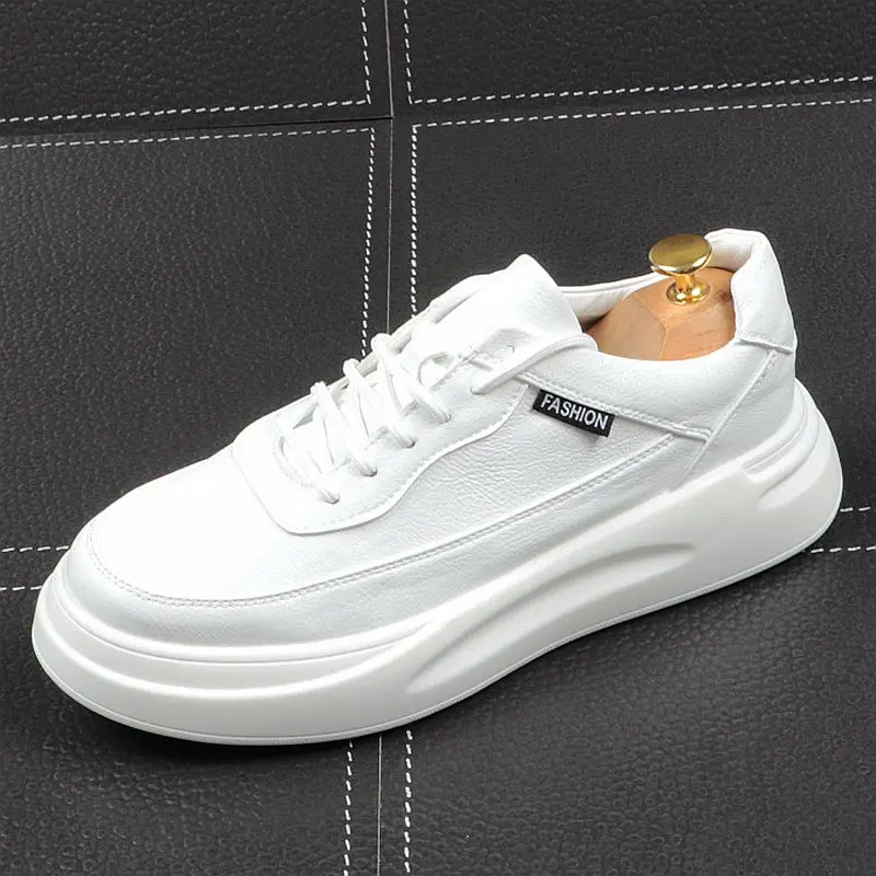 CuddlyIIPanda New Men Fashion Leisure Shoes Spring Autumn Thick Bottom White Sneakers Male Youth Trending Luxury Designer | Обувь