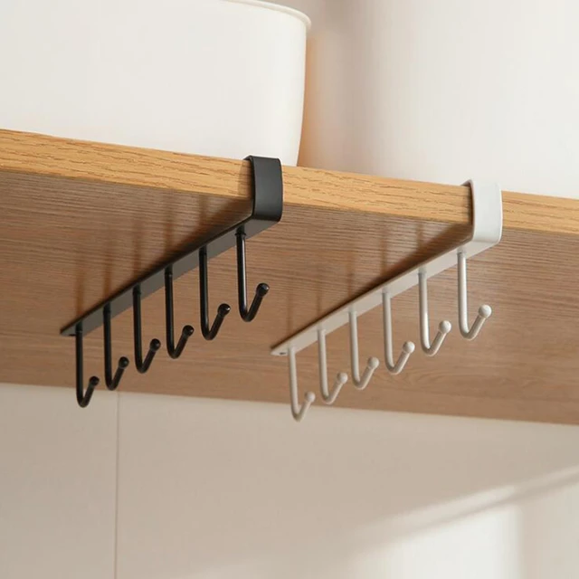 6Hooks Cup Holder Hanging Kitchen Cupboard Storage Rack Cupboard