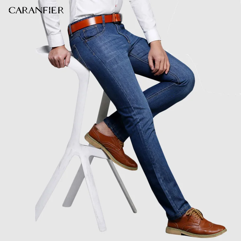 CARANFIER, размер 38, 40, брендовые новые мужские тонкие эластичные джинсы, модные деловые классические стильные обтягивающие джинсы, джинсовые мужские штаны