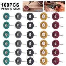 

100PCS Mini Brush Scouring Pad Abrasive Wheel Grinding Sanding Head Abrasive Buffing Wheel 25mm Polishing Brush for Dremel