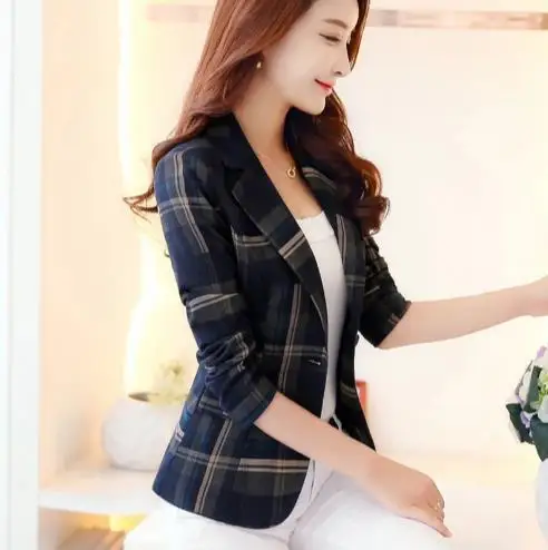 Biazer feminino, Модный осенне-зимний маленький костюм, куртка для женщин, Классическая британская клетчатая куртка с длинными рукавами, пальто e88