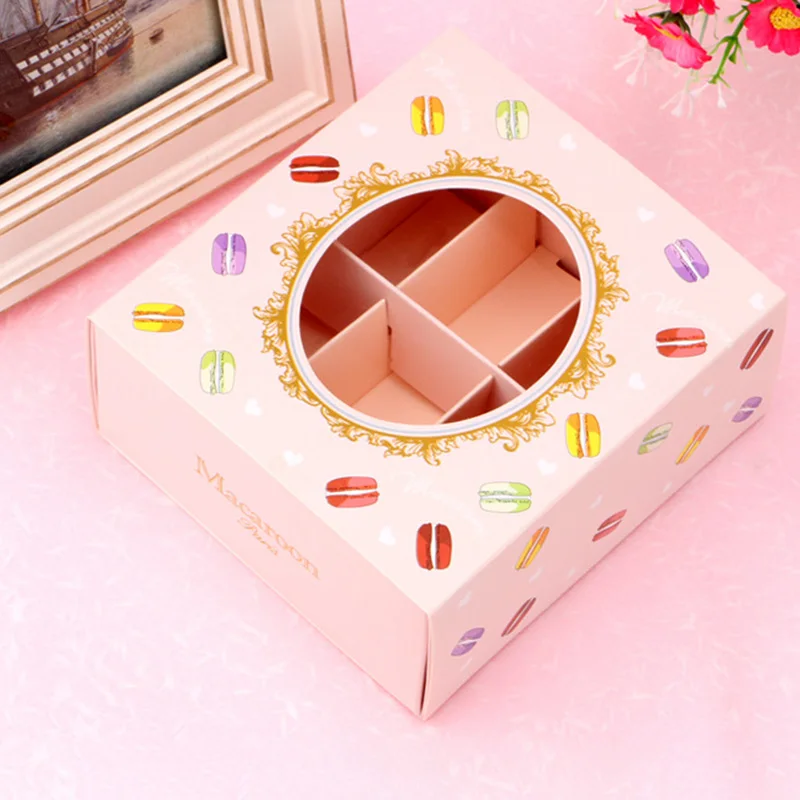 

20Pcs Macarons Box with Transparent Window Dessert Macarons Pastry Packaging Boxes Event Party Supplies Dec